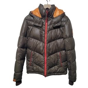 Puma Brown Bubble Puffer Down Zipup Hooded Jacket